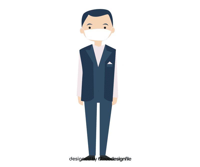Groom in a blue suit with a scarf in his pocket clipart