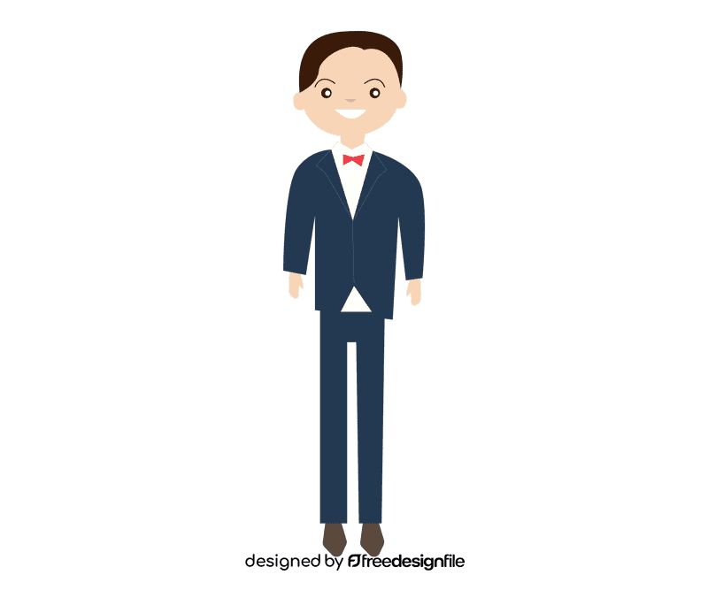 Groom in a blue suit clipart