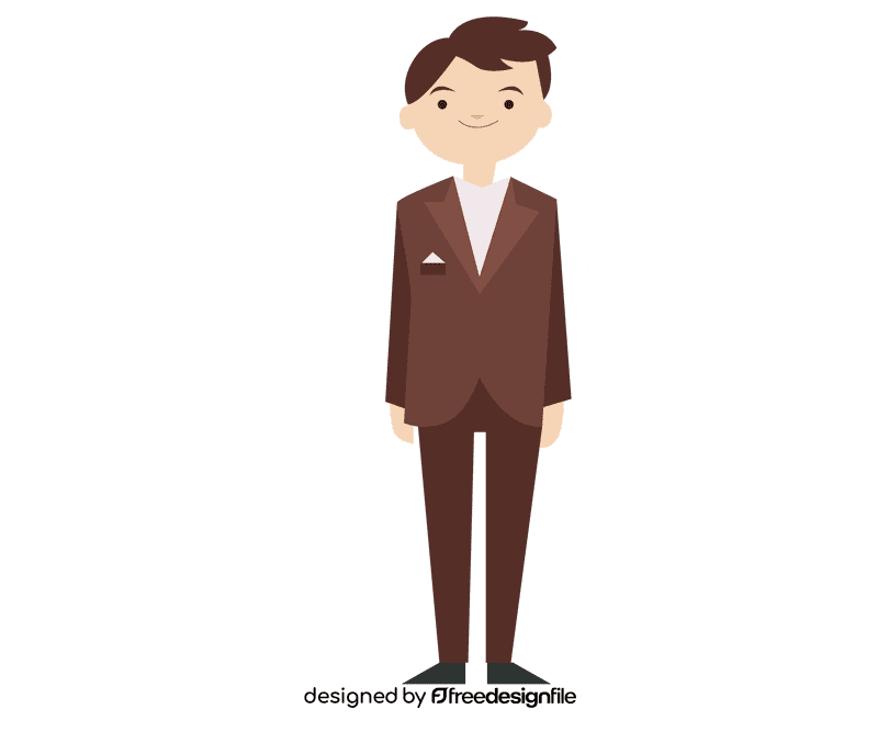 Groom in a brown suit with a scarf in his pocket clipart