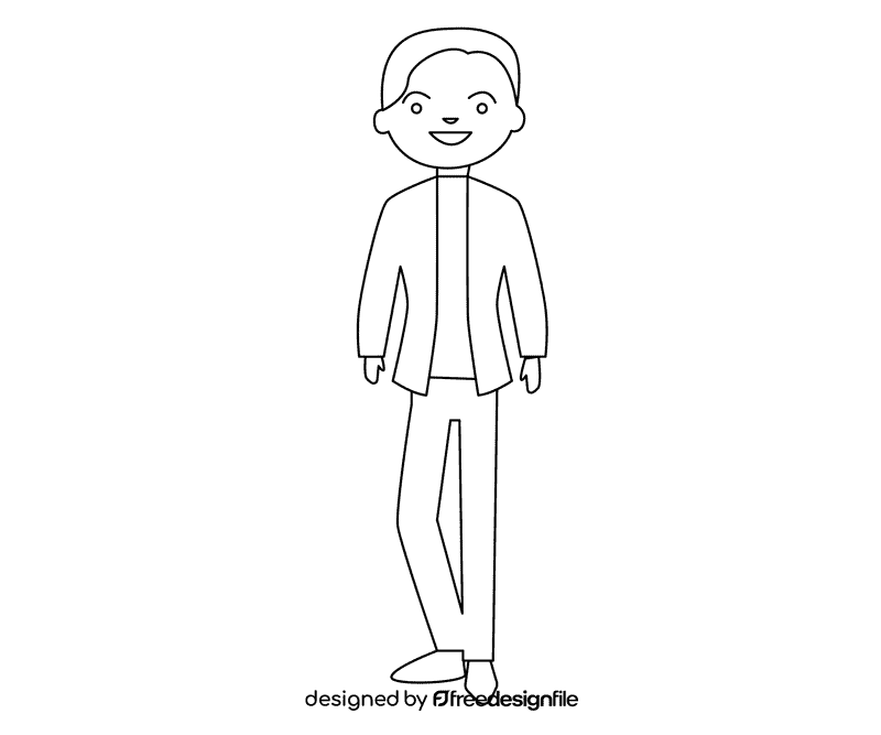 Groom in black suit black and white clipart