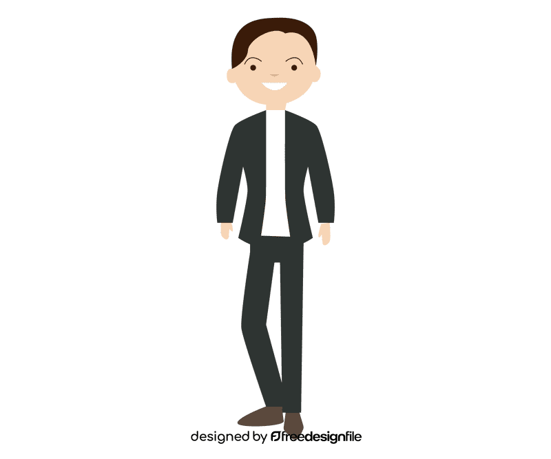 Groom in black suit clipart