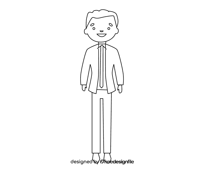 Groom in blue suit with tie black and white clipart
