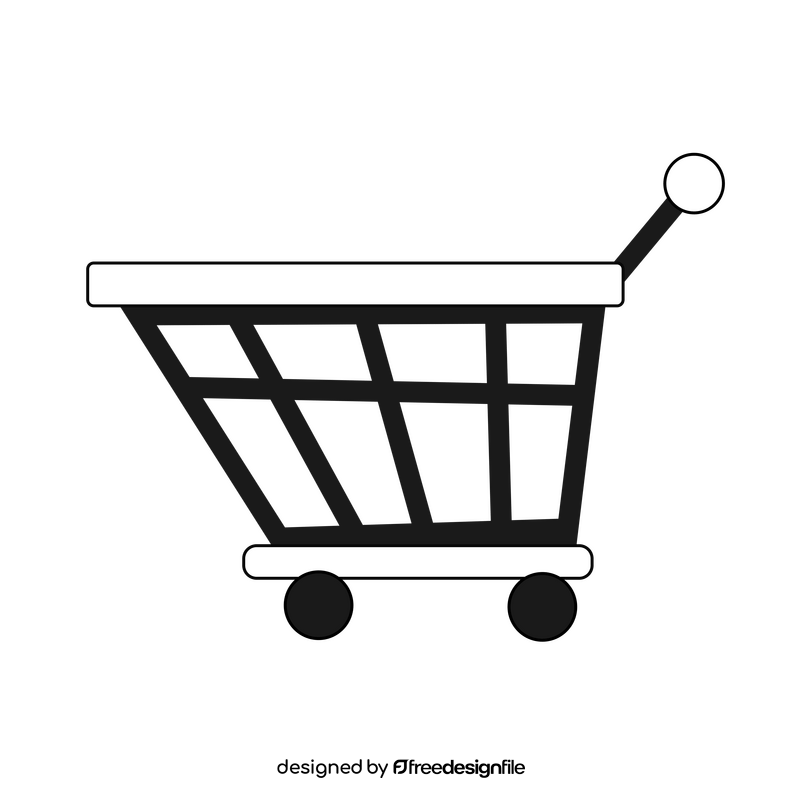 Shopping cart drawing black and white clipart