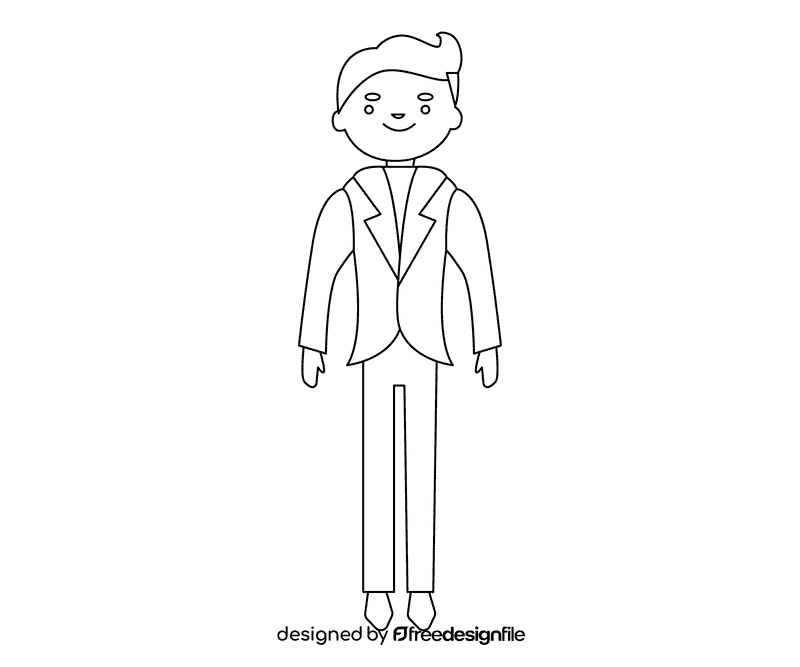Groom in brown suit black and white clipart