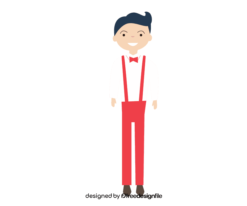 Groom in red suspenders clipart