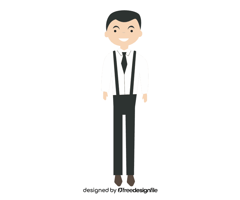 Groom wearing black suspenders clipart