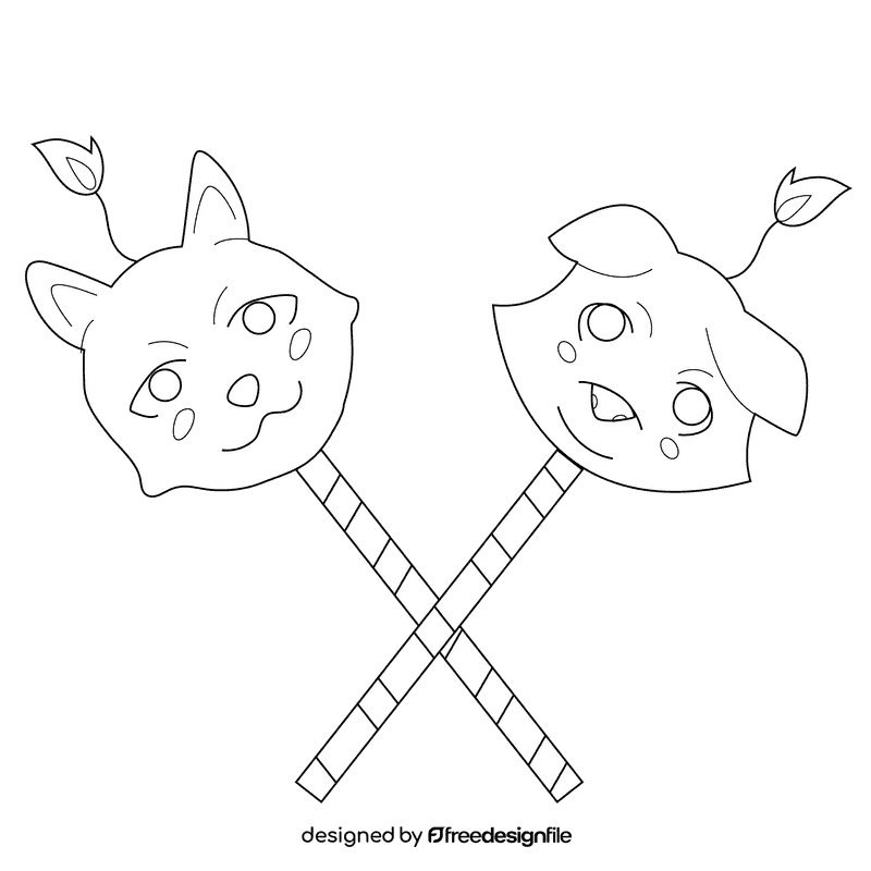 Cute animal black and white clipart