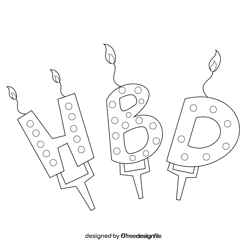 Hbd black and white clipart