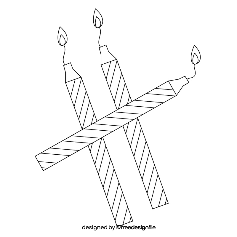 Happy birthday spiral candle black and white clipart