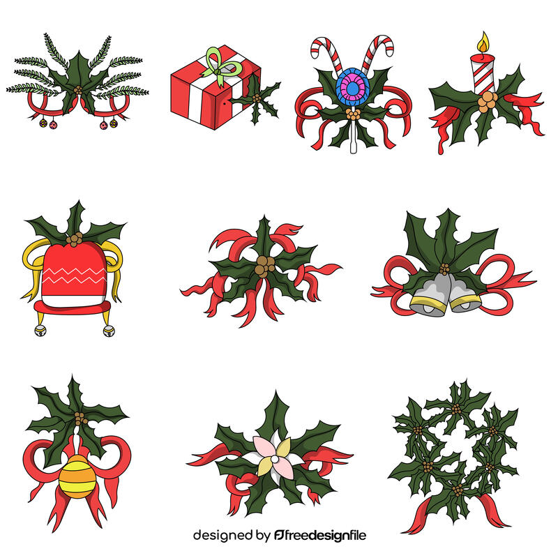 Christmas holly set vector