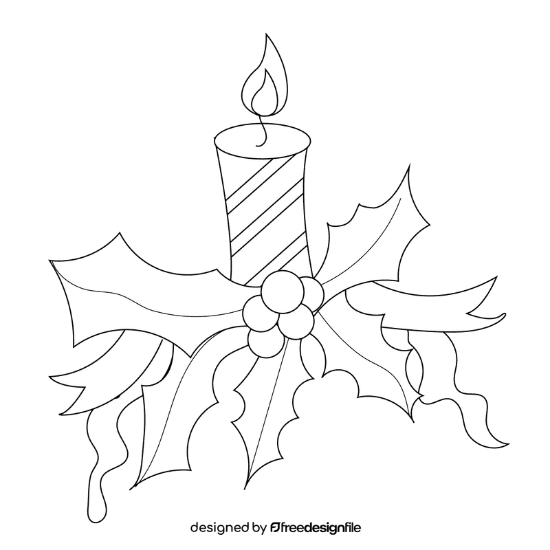 Christmas holly candy black and white clipart