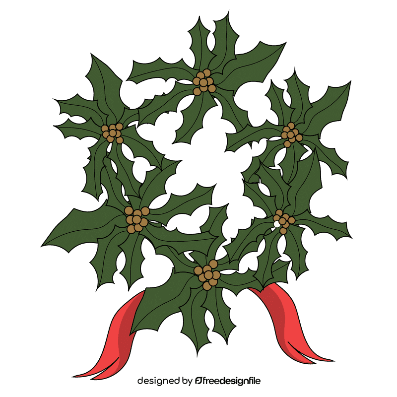 Christmas holly circle clipart