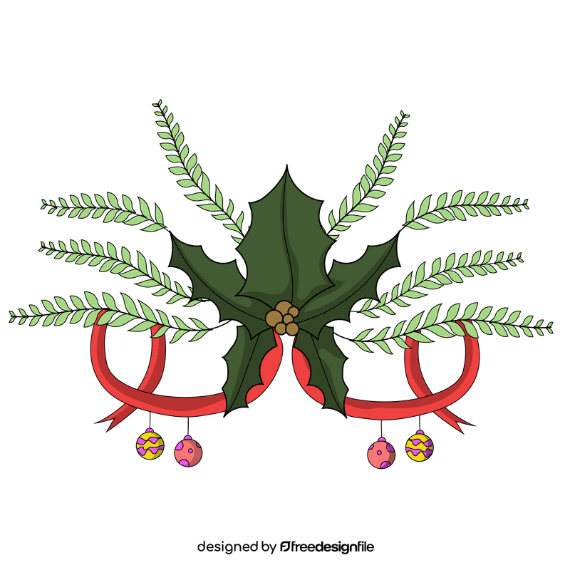 Christmas holly decoration clipart