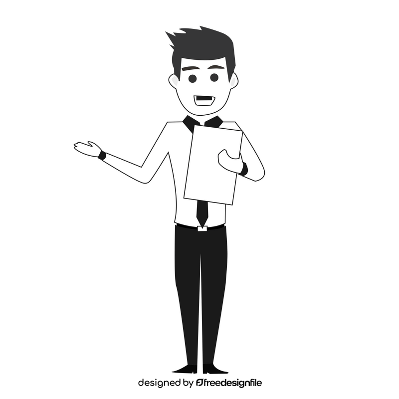 Salesman drawing black and white clipart