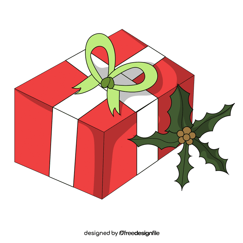 Christmas holly gift clipart