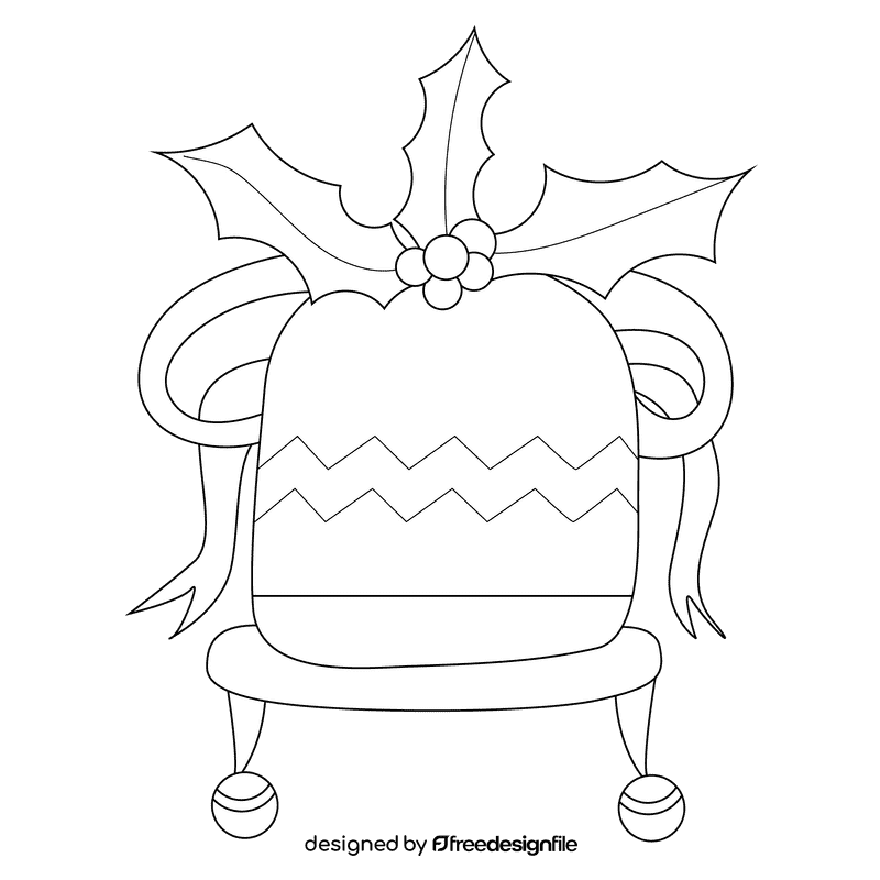 Christmas holly hat black and white clipart