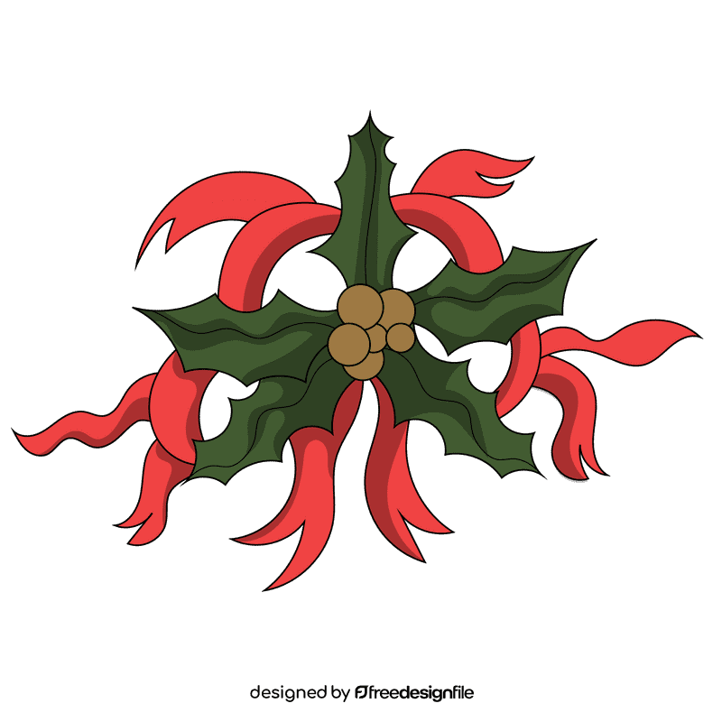 Christmas holly ribbon clipart