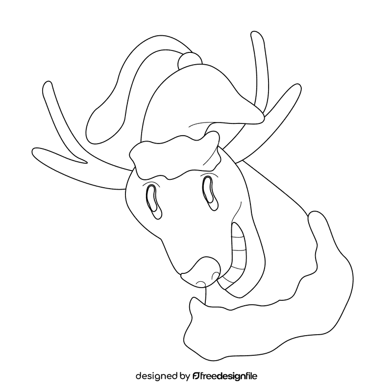 Christmas ornament rudolph black and white clipart