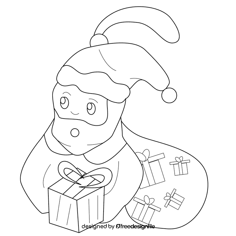 Christmas ornament santa black and white clipart