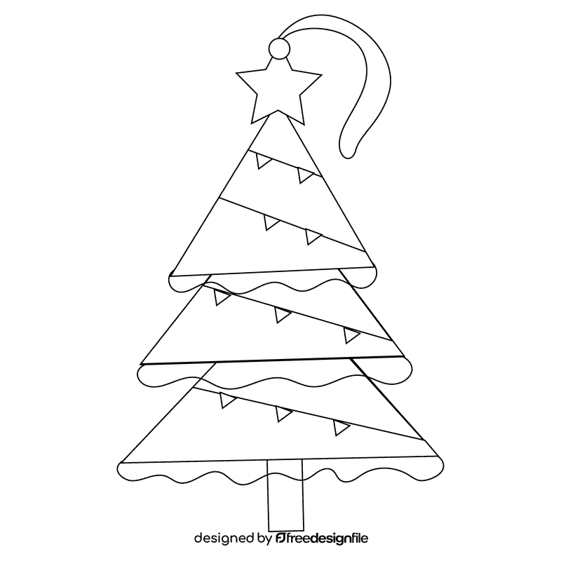 Christmas ornament tree black and white clipart