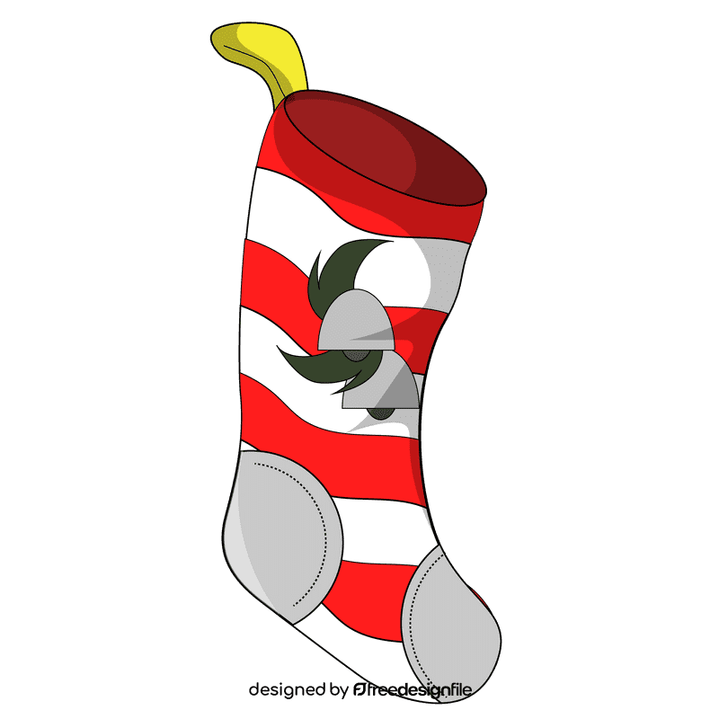 Christmas stocking bells clipart