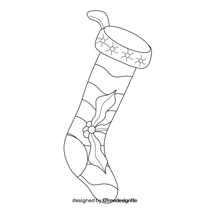 Christmas stocking christmas holly black and white clipart