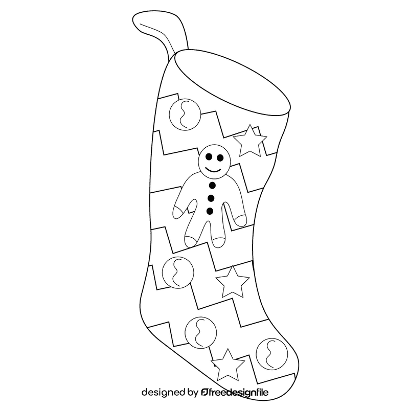 Christmas stocking ginger bread black and white clipart