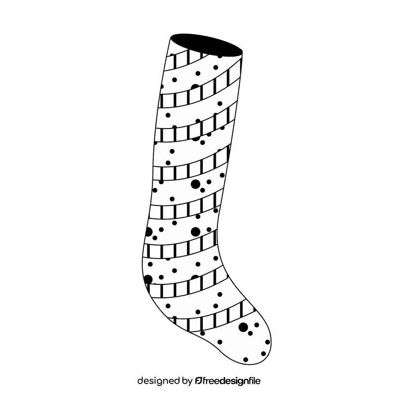 Christmas stocking snow black and white clipart