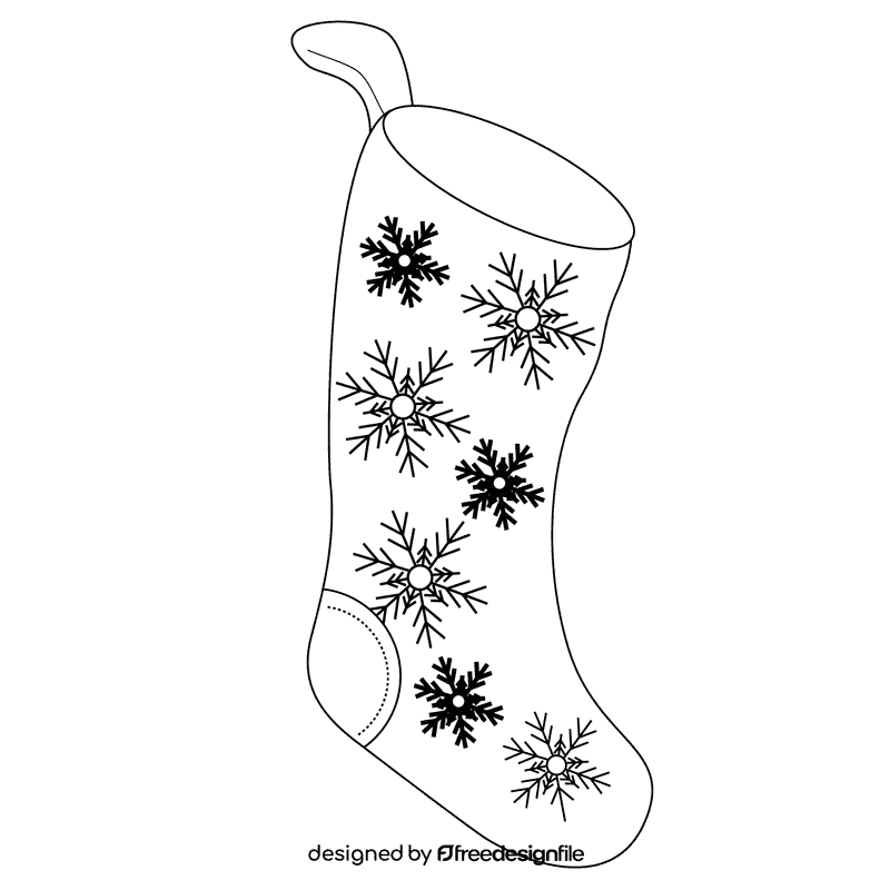 Christmas stocking snowflake black and white clipart
