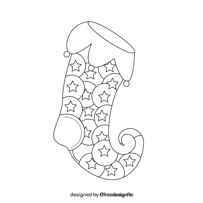 Christmas stocking star black and white clipart