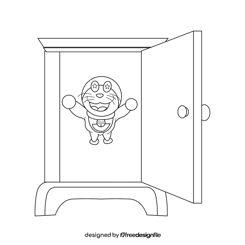 Doraemon anywhere door black and white clipart