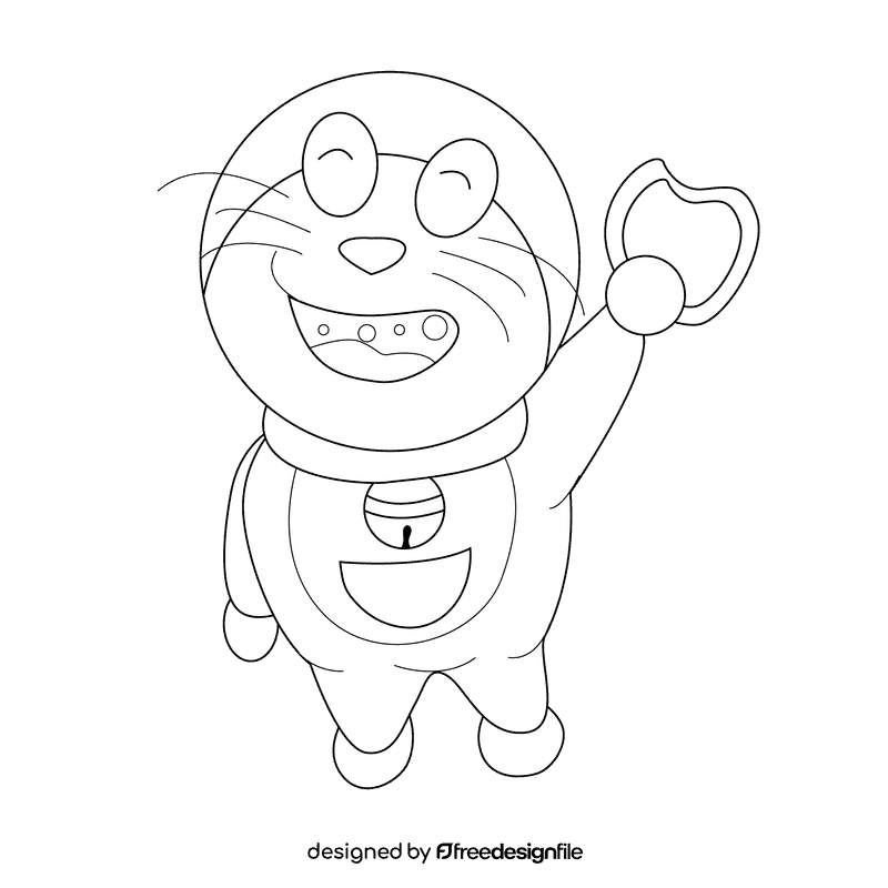 Doraemon dorayaki black and white clipart
