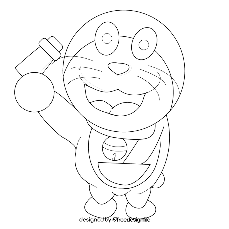 Doraemon magic pocket black and white clipart