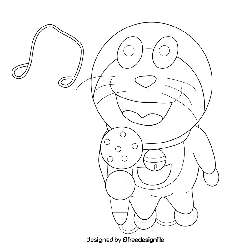 Doraemon sing black and white clipart
