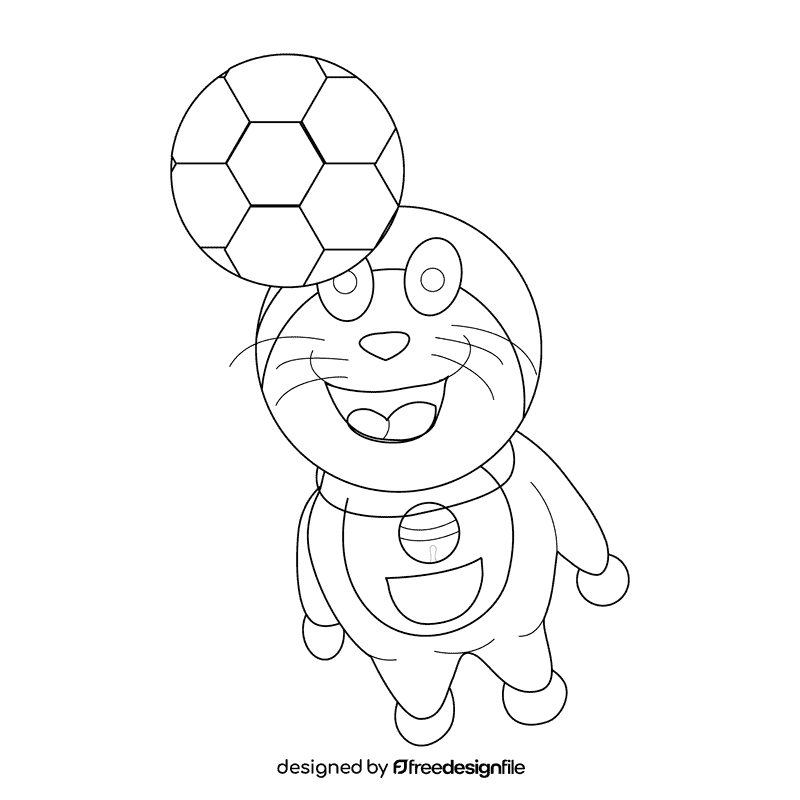 Doraemon sport black and white clipart