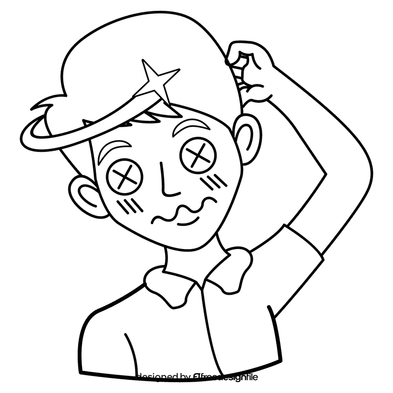 Emotion confused black and white clipart