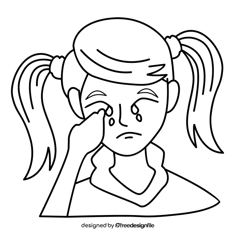 Emotion sad black and white clipart