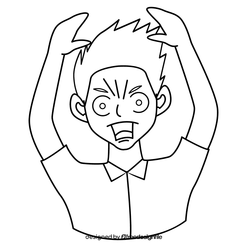 Emotion shock black and white clipart