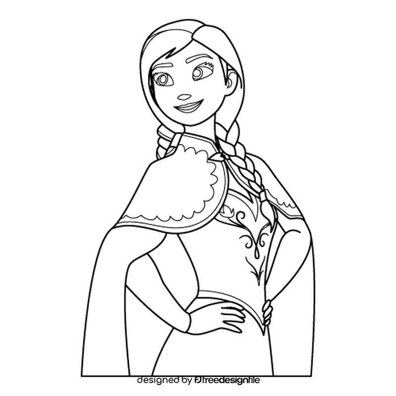 Frozen Anna black and white clipart