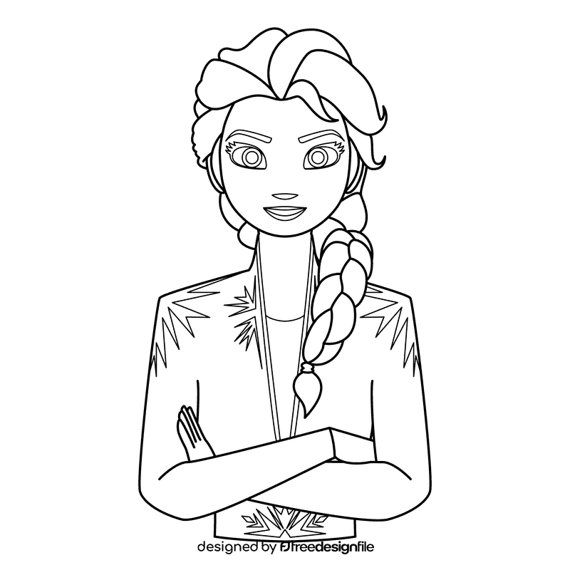 Frozen Elsa black and white clipart