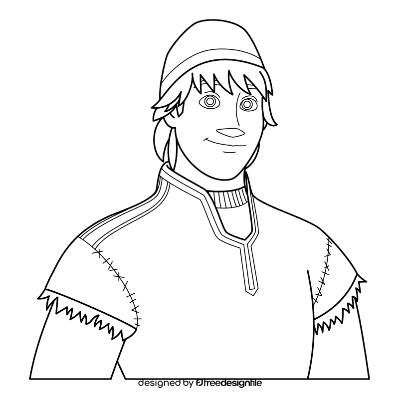 Frozen Kristoff black and white clipart