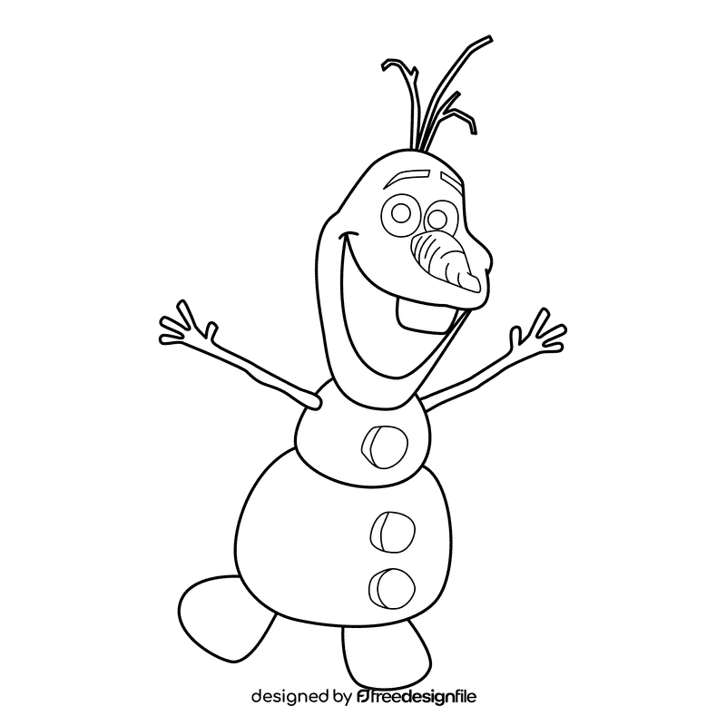 Frozen Olaf black and white clipart