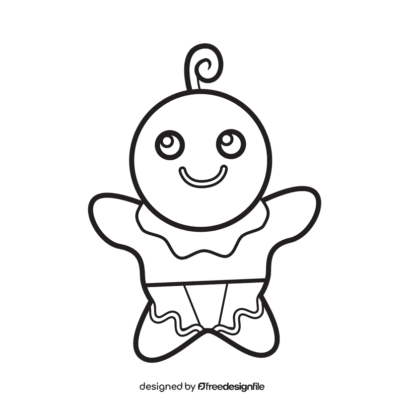 Gingerbread Baby black and white clipart