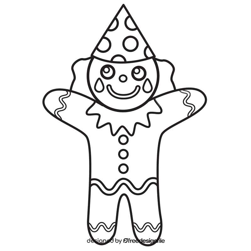 Gingerbread Clown black and white clipart