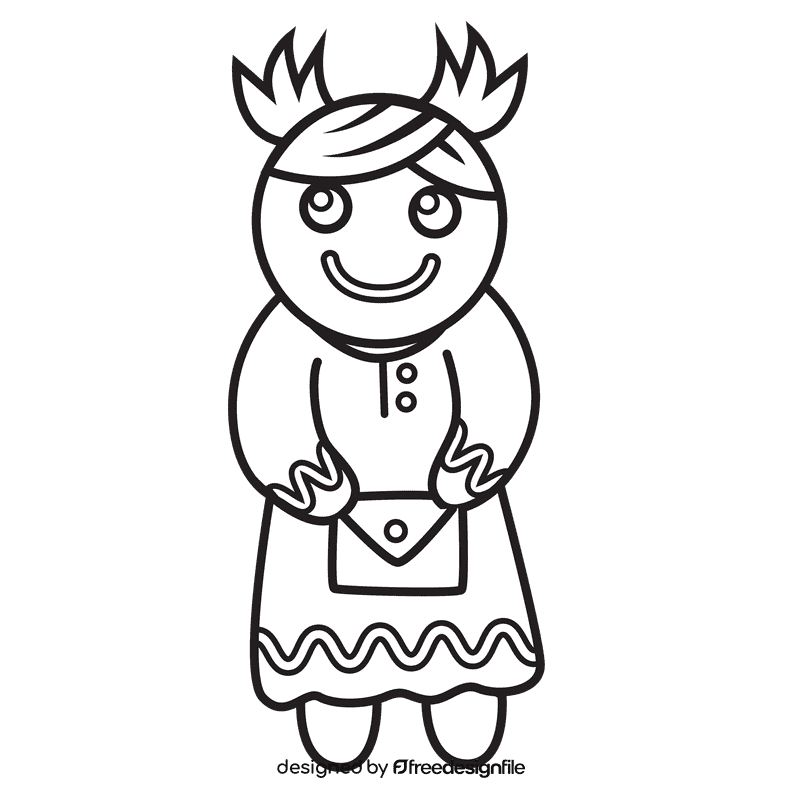 Gingerbread Daughter black and white clipart