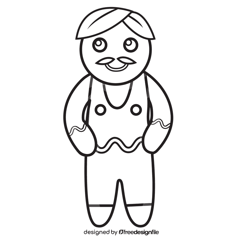 Gingerbread Father black and white clipart