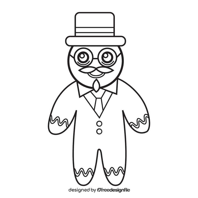 Gingerbread Grandfather black and white clipart