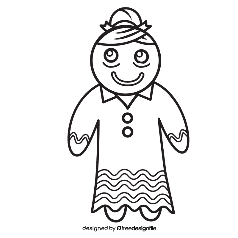 Gingerbread Grandmother black and white clipart