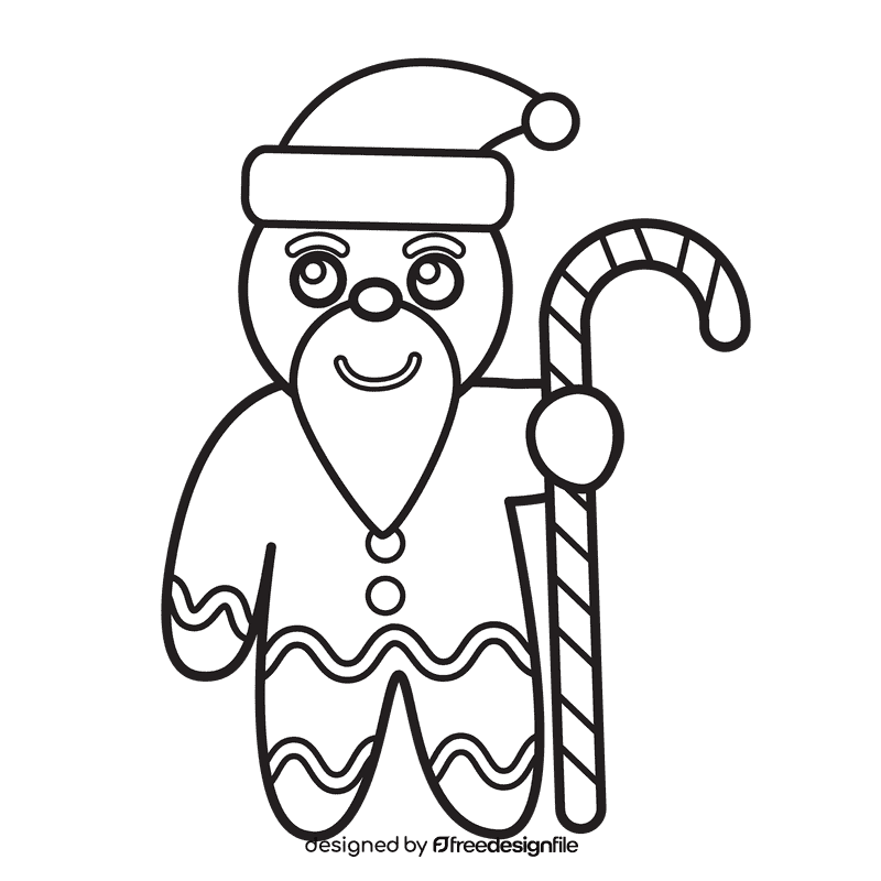 Gingerbread Santa black and white clipart