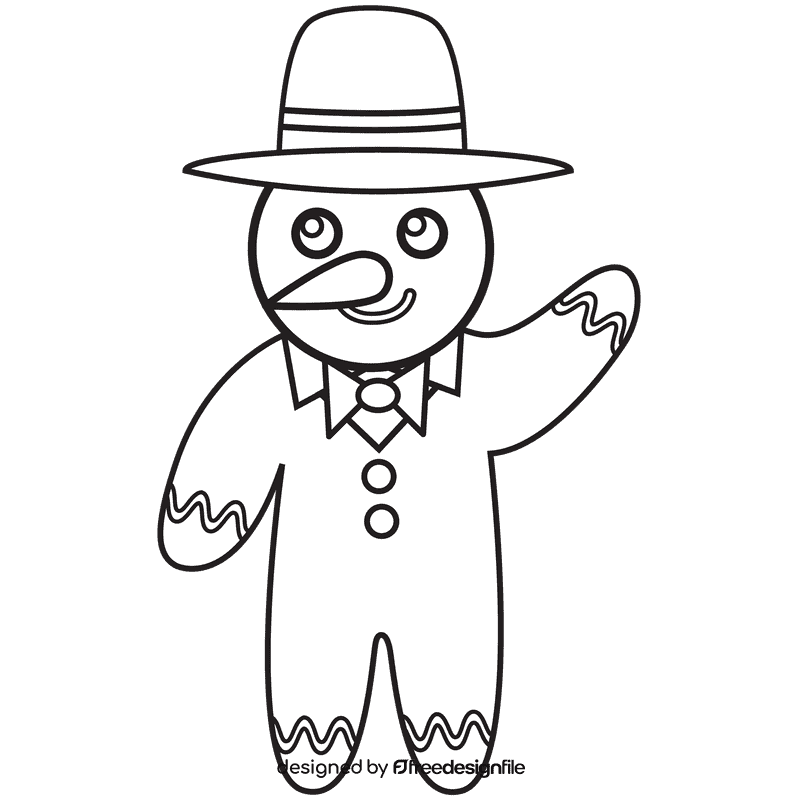 Gingerbread Snowman black and white clipart